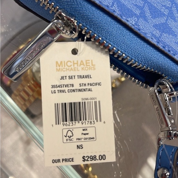 Michael Kors Large Travel CONTINENTAL Wallet-wristlet-phoneholder South Pacific - Picture 13 of 14